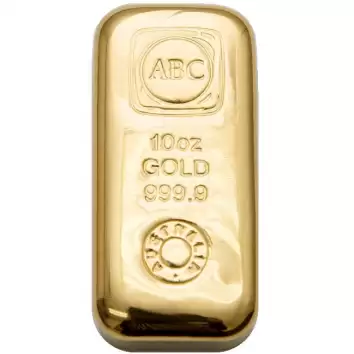 10oz ABC Cast Gold Bar 9999 Purity